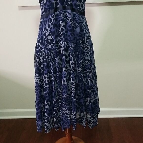 BCBG Blue Animal Print  Halter Back Dress size  Small - Picture 5 of 11